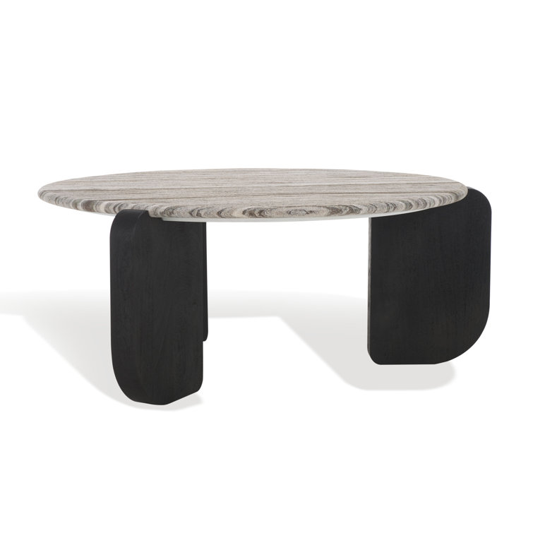 Graelyn Black Acacia Wood and Grey Marble Coffee Table