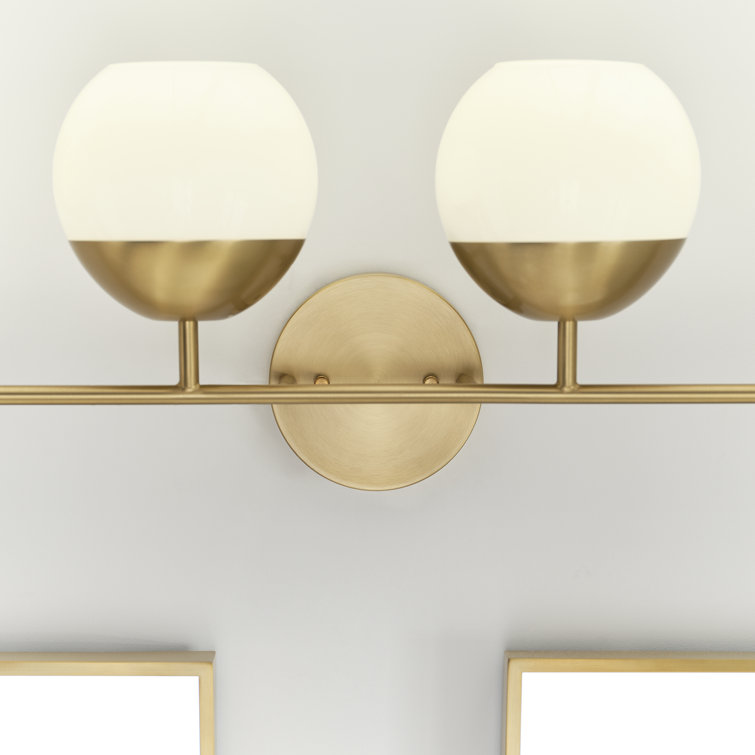 Satin Brass 4-Light Incandescent Vanity with Milk Glass Shades