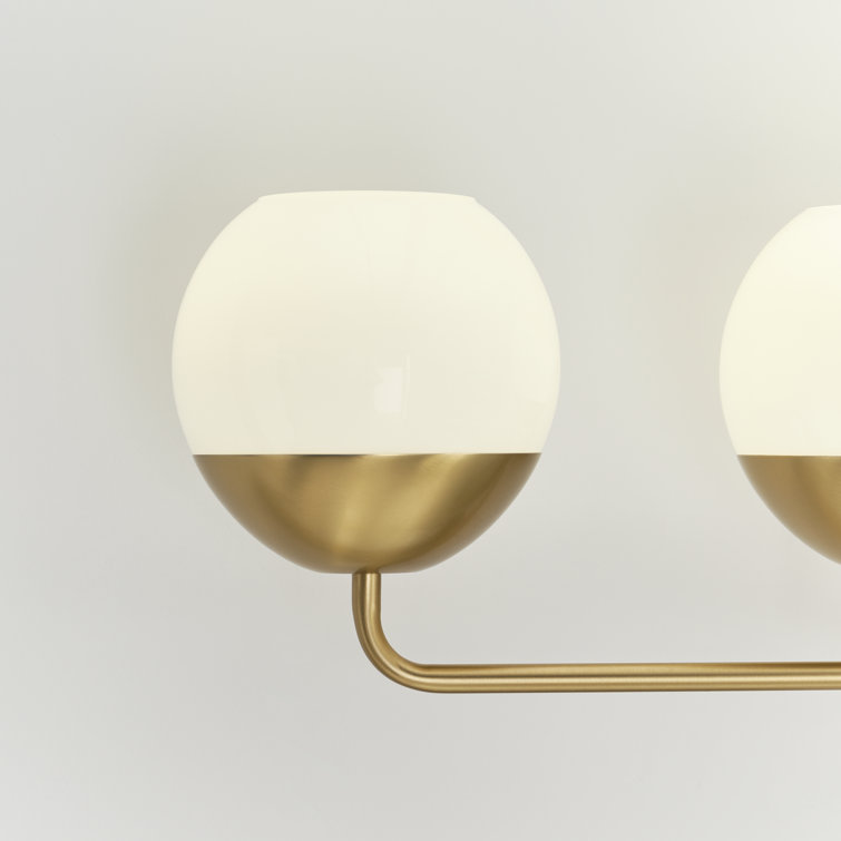 Satin Brass 4-Light Incandescent Vanity with Milk Glass Shades