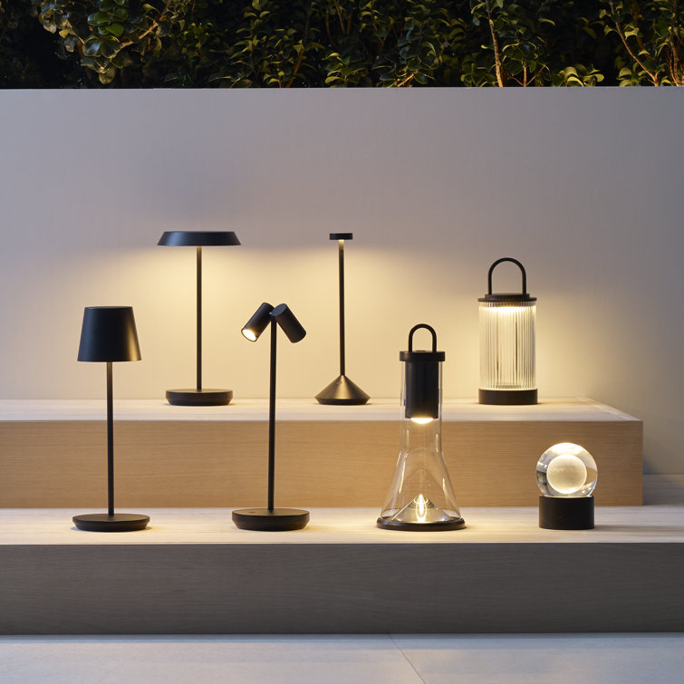 Black Cordless Rechargeable LED Table Lamp with 3-Way Switch