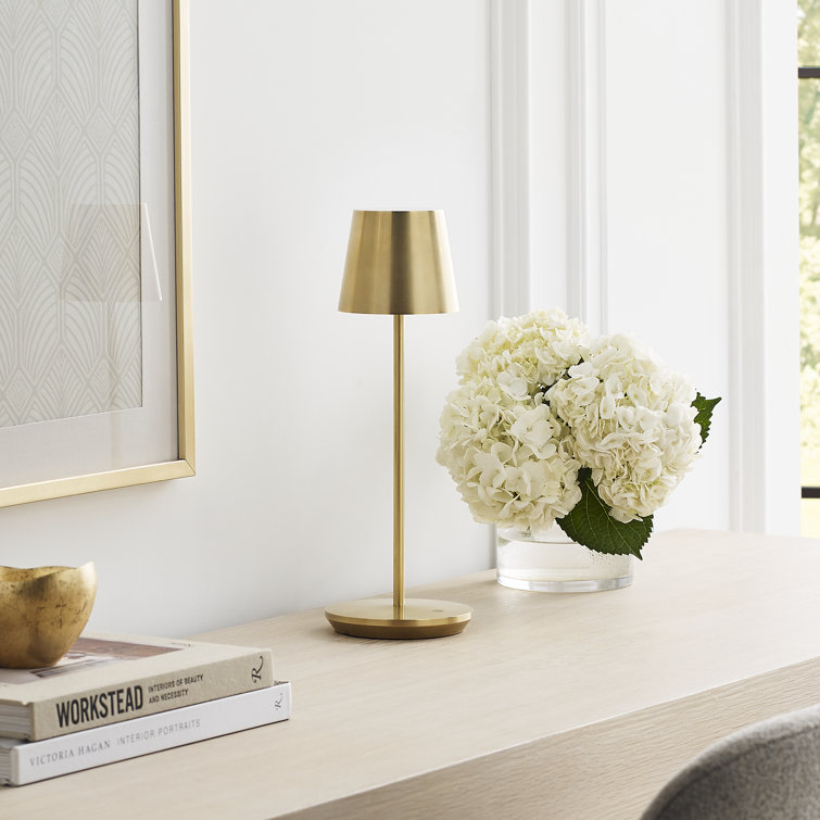 Natural Brass Cordless LED Table Lamp with Dimmable Touch
