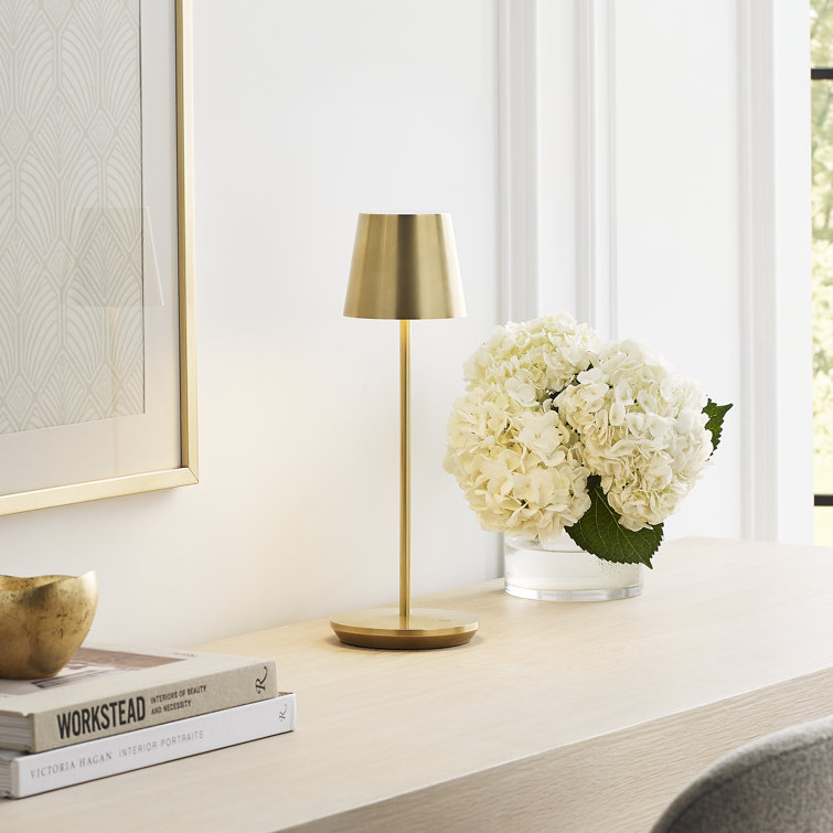 Natural Brass Cordless LED Table Lamp with Dimmable Touch