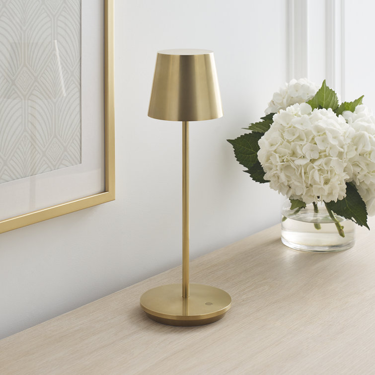 Natural Brass Cordless LED Table Lamp with Dimmable Touch