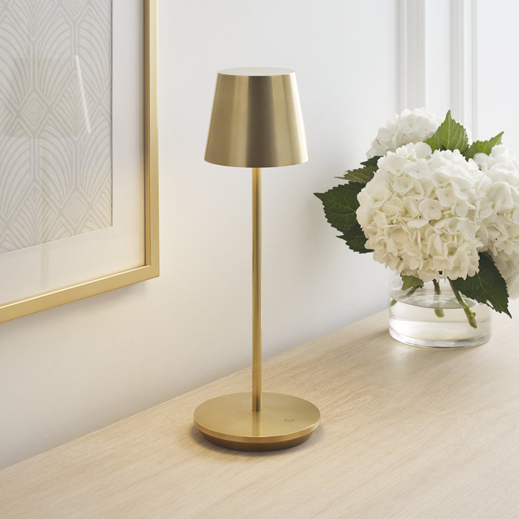 Natural Brass Cordless LED Table Lamp with Dimmable Touch