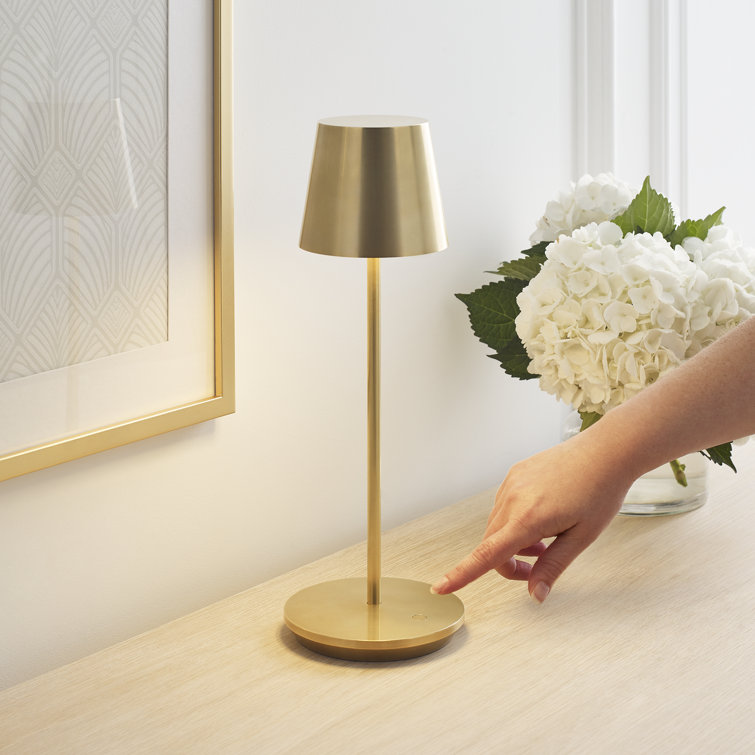 Natural Brass Cordless LED Table Lamp with Dimmable Touch