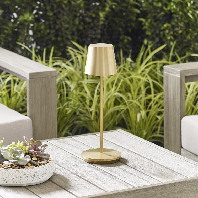 Natural Brass Cordless LED Table Lamp with Dimmable Touch