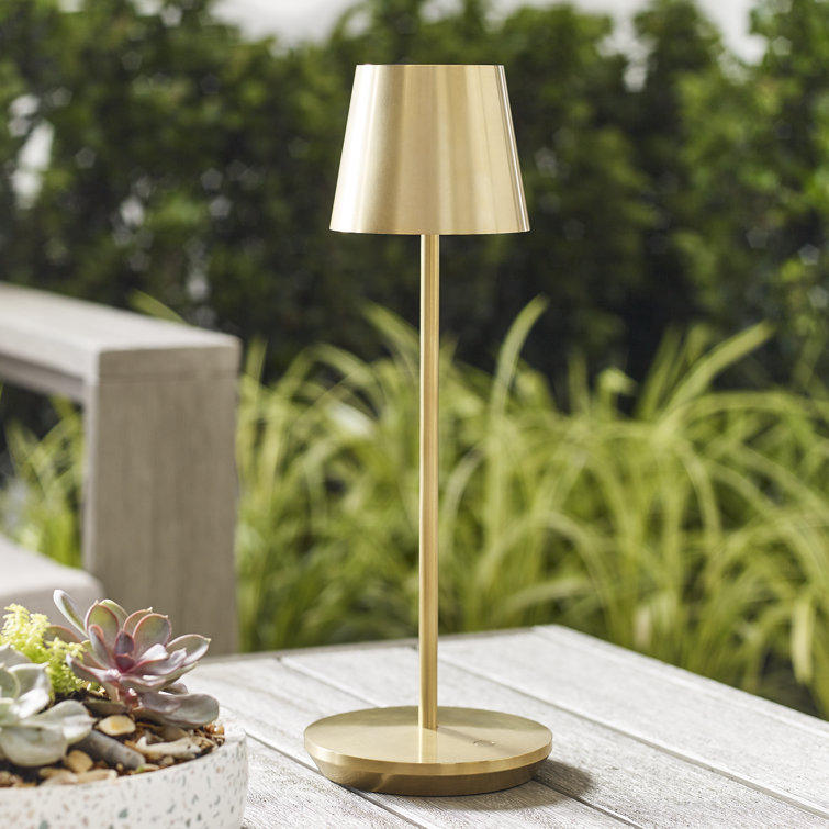 Natural Brass Cordless LED Table Lamp with Dimmable Touch