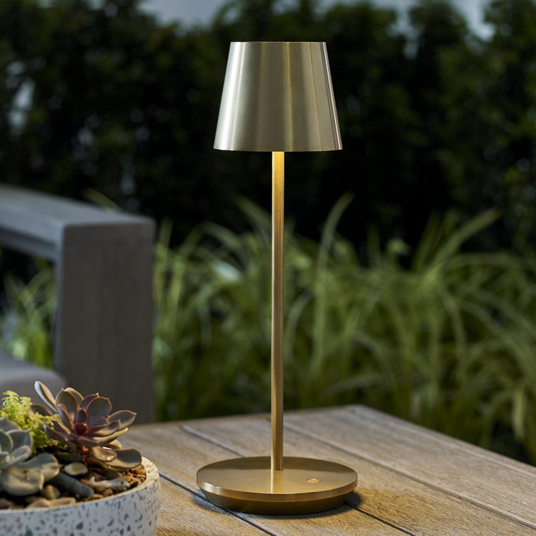 Natural Brass Cordless LED Table Lamp with Dimmable Touch