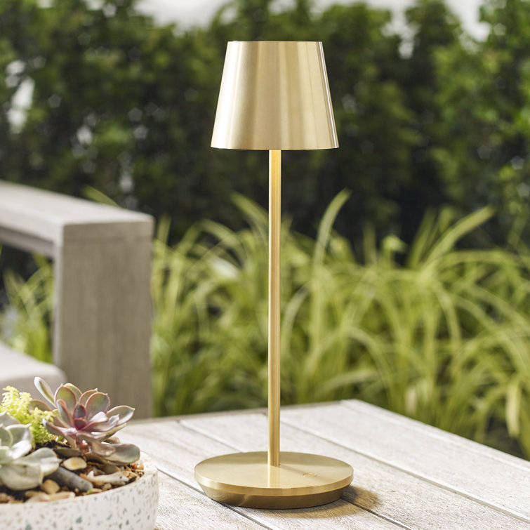 Natural Brass Cordless LED Table Lamp with Dimmable Touch