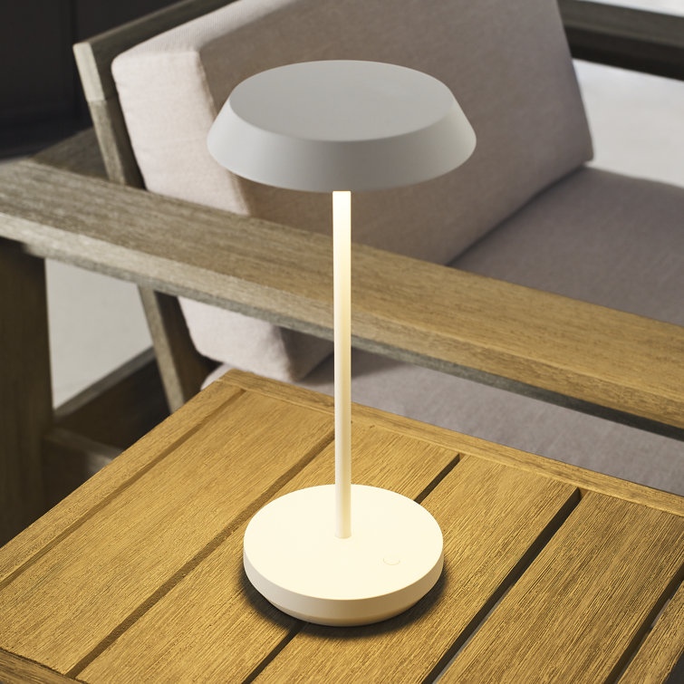 Matte White Cordless Touch LED Outdoor Table Lamp