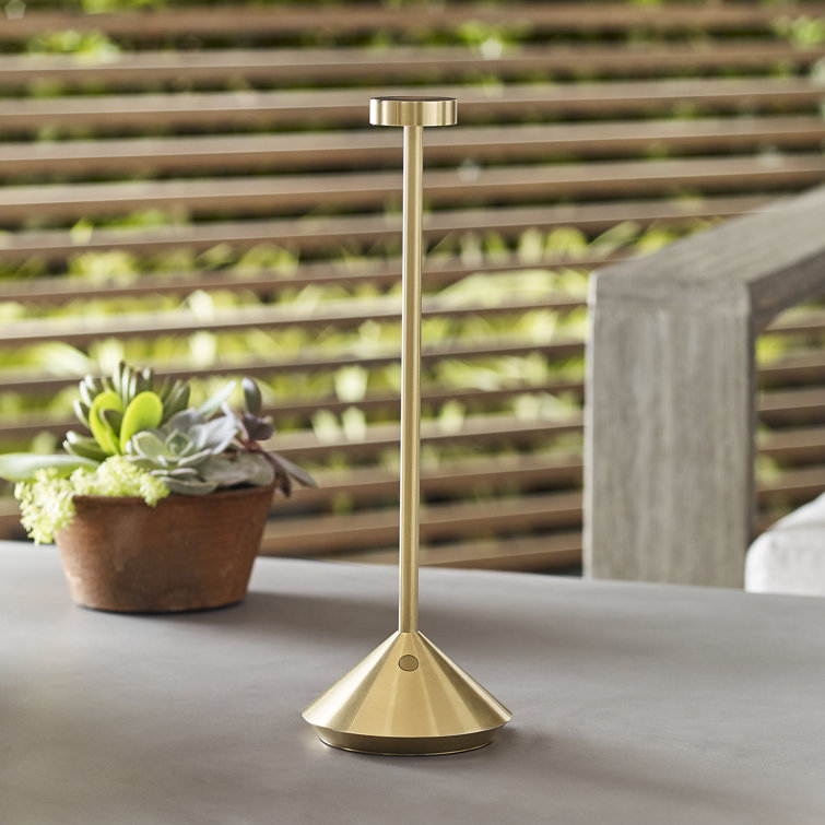 Natural Brass Cordless LED Table Lamp with Touch Dimmer