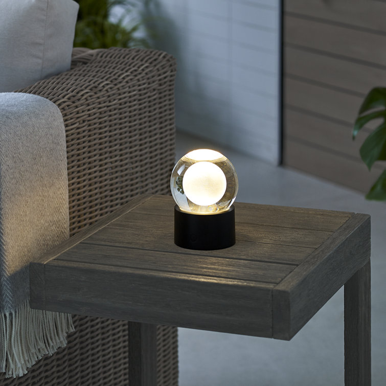 Mina Black Crystal Sphere Rechargeable Table Lamp