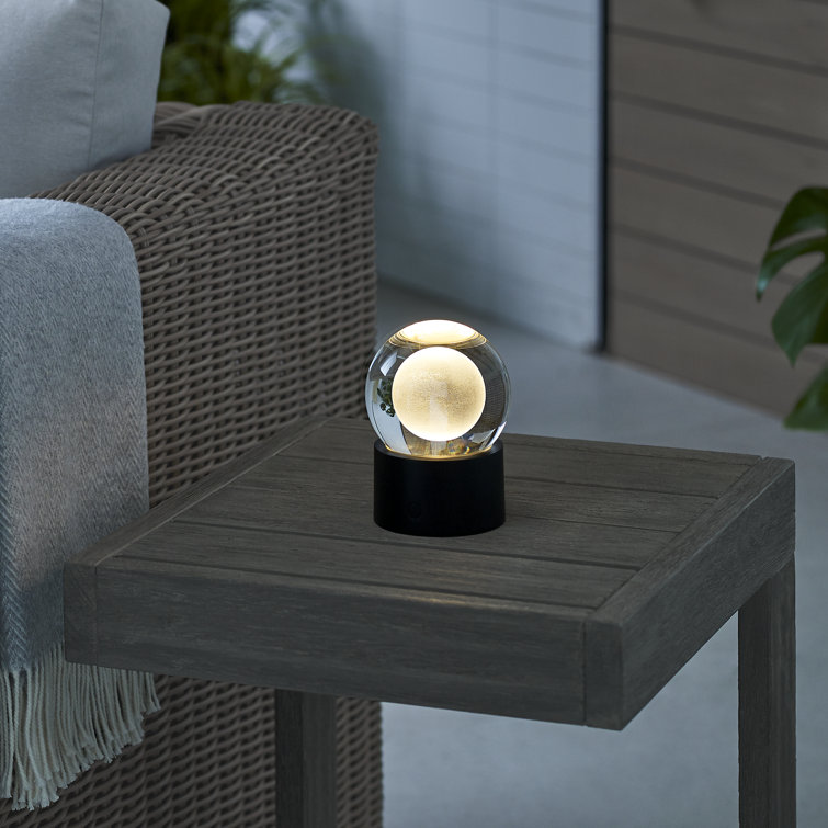 Mina Black Crystal Sphere Rechargeable Table Lamp