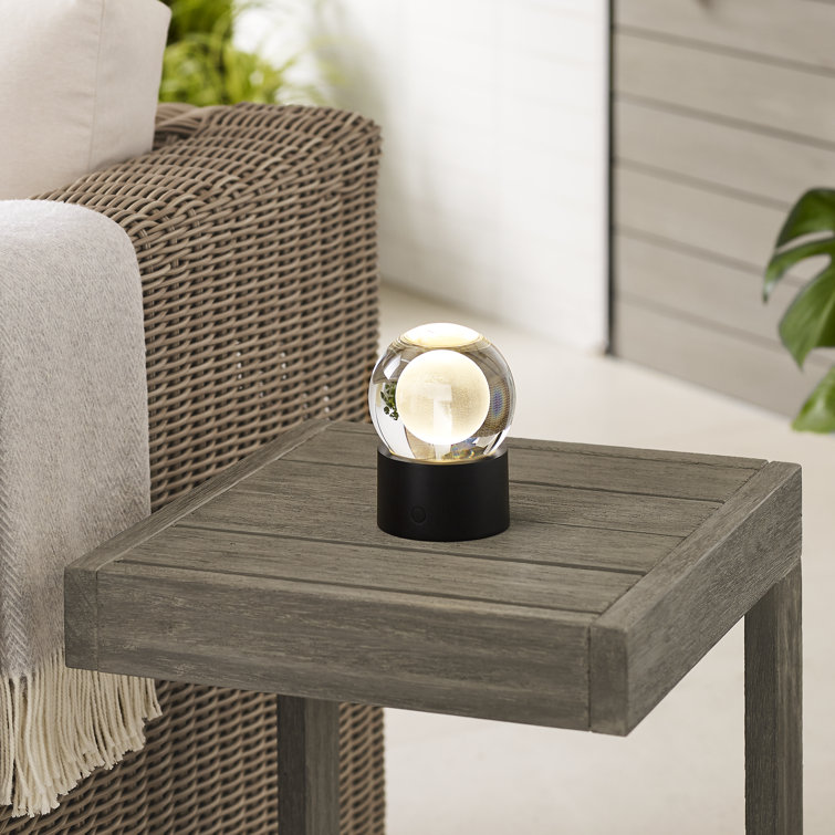 Mina Black Crystal Sphere Rechargeable Table Lamp