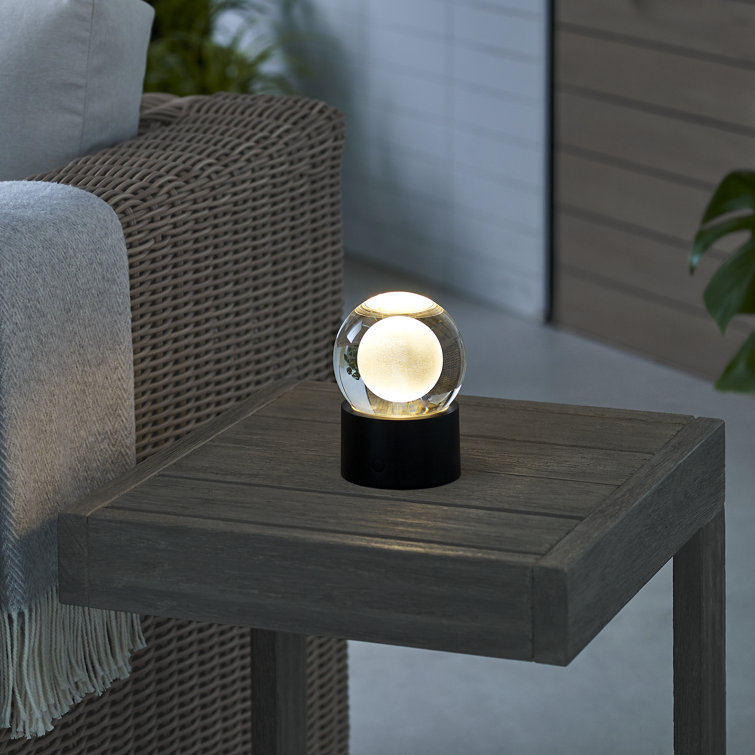Mina Black Crystal Sphere Rechargeable Table Lamp
