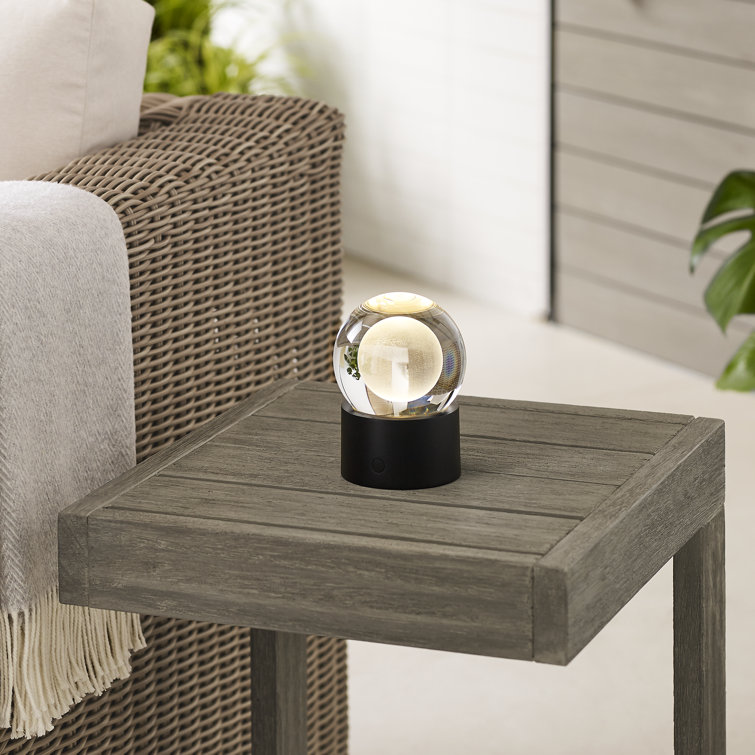 Mina Black Crystal Sphere Rechargeable Table Lamp