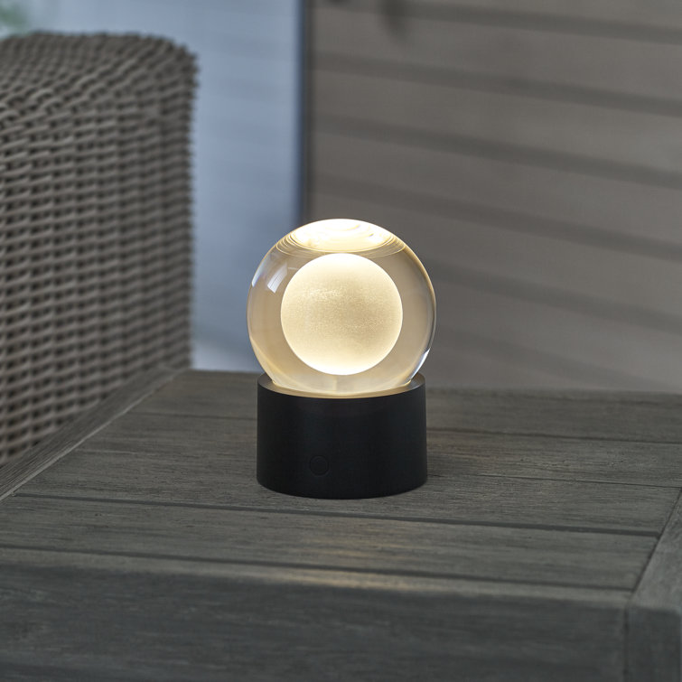 Mina Black Crystal Sphere Rechargeable Table Lamp