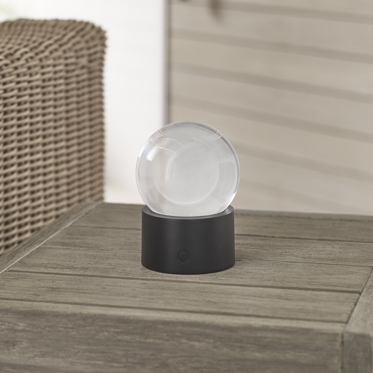 Mina Black Crystal Sphere Rechargeable Table Lamp