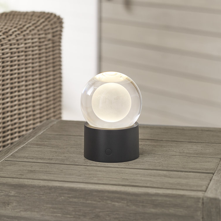 Mina Black Crystal Sphere Rechargeable Table Lamp