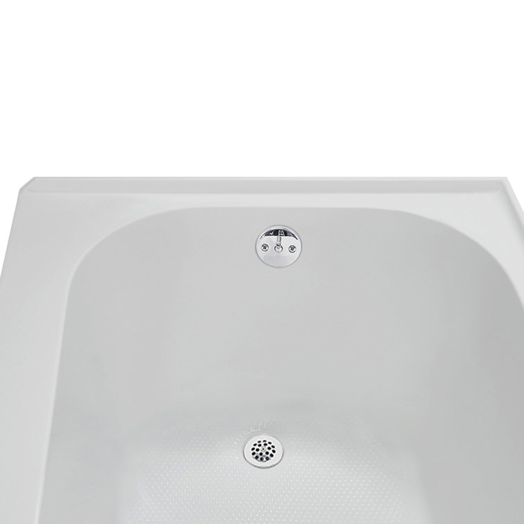 Glossy White Acrylic Rectangular Alcove Bathtub with Left-Hand Drain