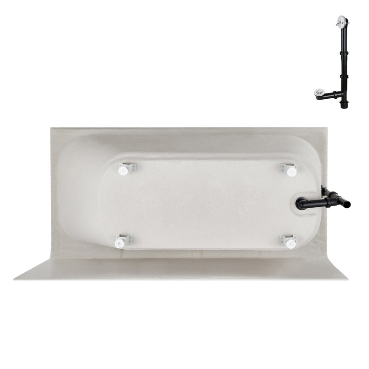 Glossy White Acrylic Rectangular Alcove Bathtub with Left-Hand Drain