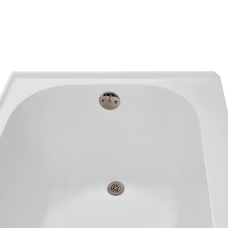 Glossy White Acrylic Right-Hand Drain Alcove Bathtub with Brushed Nickel Drain