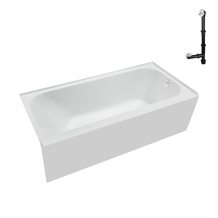 66" Glossy White Acrylic Right-Hand Drain Alcove Bathtub