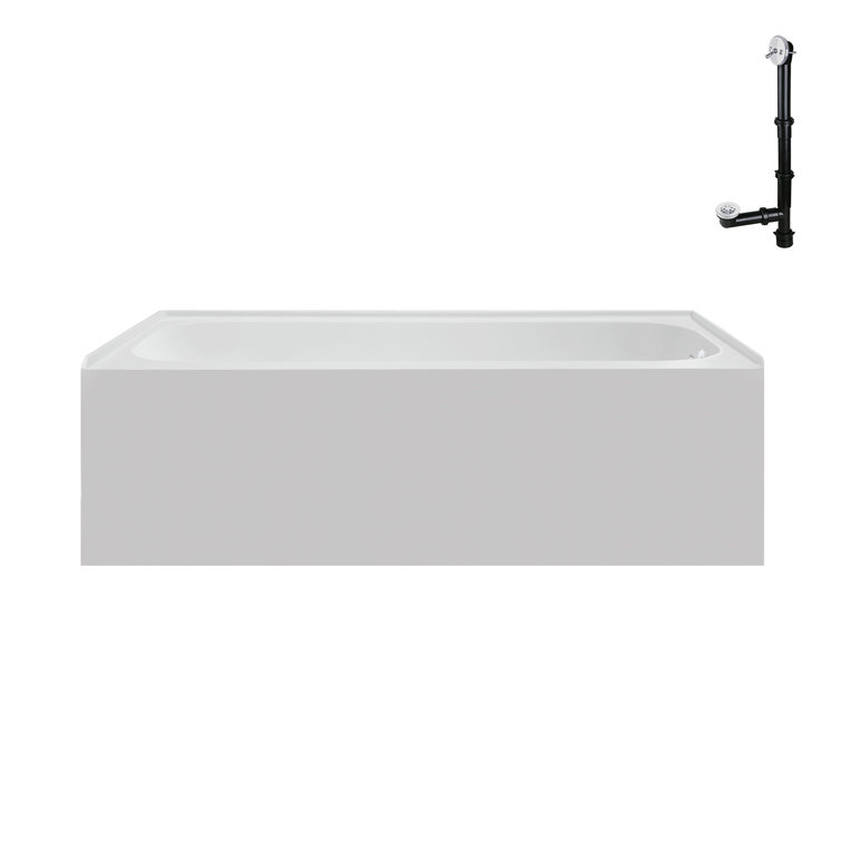66" Glossy White Acrylic Right-Hand Drain Alcove Bathtub