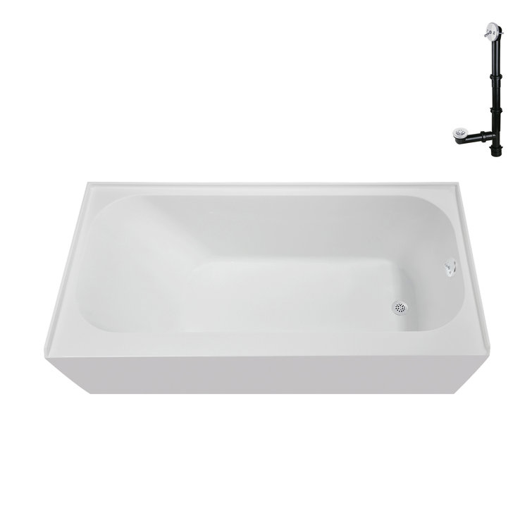 66" Glossy White Acrylic Right-Hand Drain Alcove Bathtub