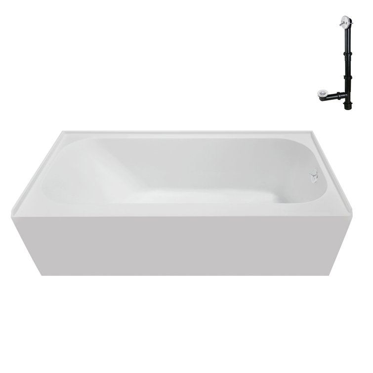 66" Glossy White Acrylic Right-Hand Drain Alcove Bathtub