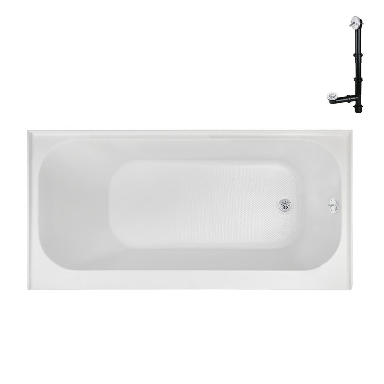 66" Glossy White Acrylic Right-Hand Drain Alcove Bathtub