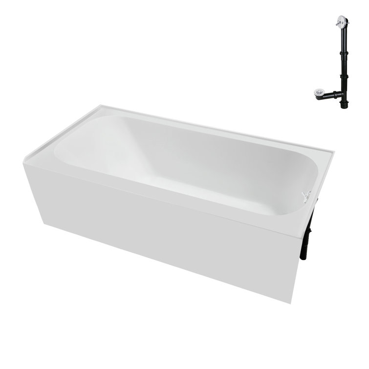 66" Glossy White Acrylic Right-Hand Drain Alcove Bathtub
