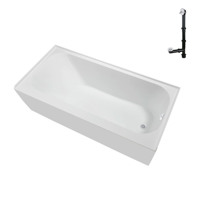66" Glossy White Acrylic Right-Hand Drain Alcove Bathtub
