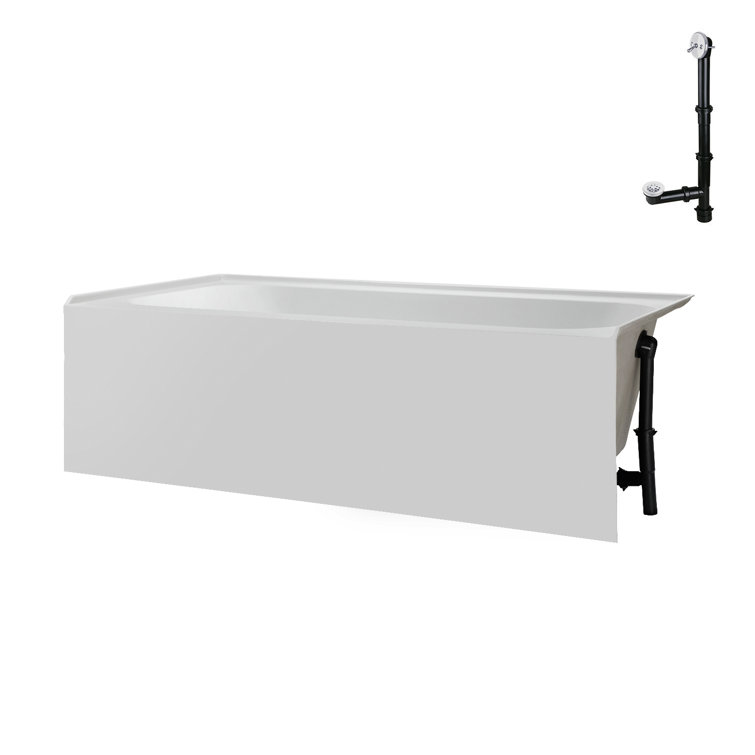 66" Glossy White Acrylic Right-Hand Drain Alcove Bathtub