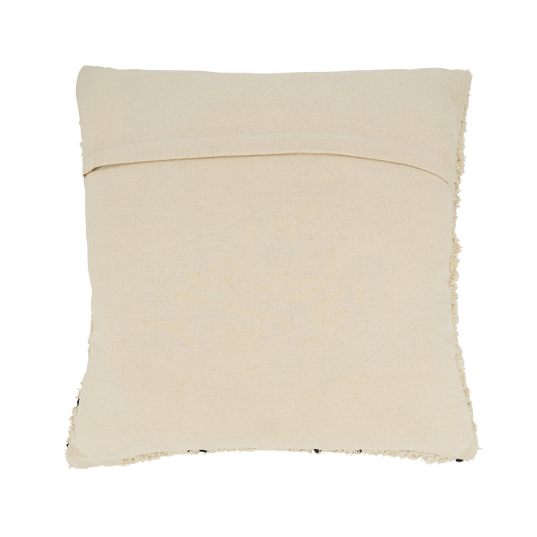 Geometric Splendor Black and Natural Tufted Throw Pillow