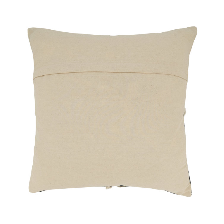 Geometric Bliss 20" Black and Natural Cotton Tufted Throw Pillow