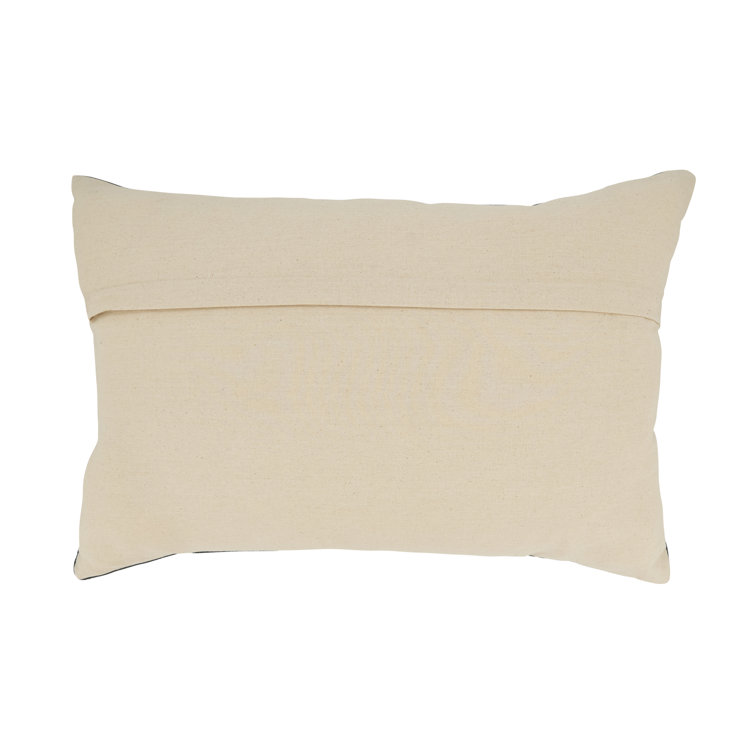 Luxe Embroidered Black and Beige Cotton Throw Pillow Cover