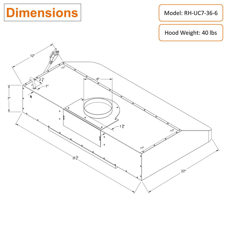 Awoco 36'' Stainless Steel Under Cabinet Range Hood with Baffle Filter