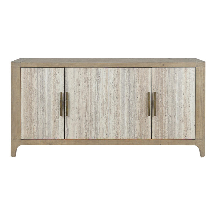 72" Brown Reclaimed Wood and Concrete Sideboard Buffet