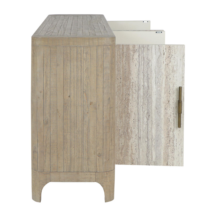 72" Brown Reclaimed Wood and Concrete Sideboard Buffet
