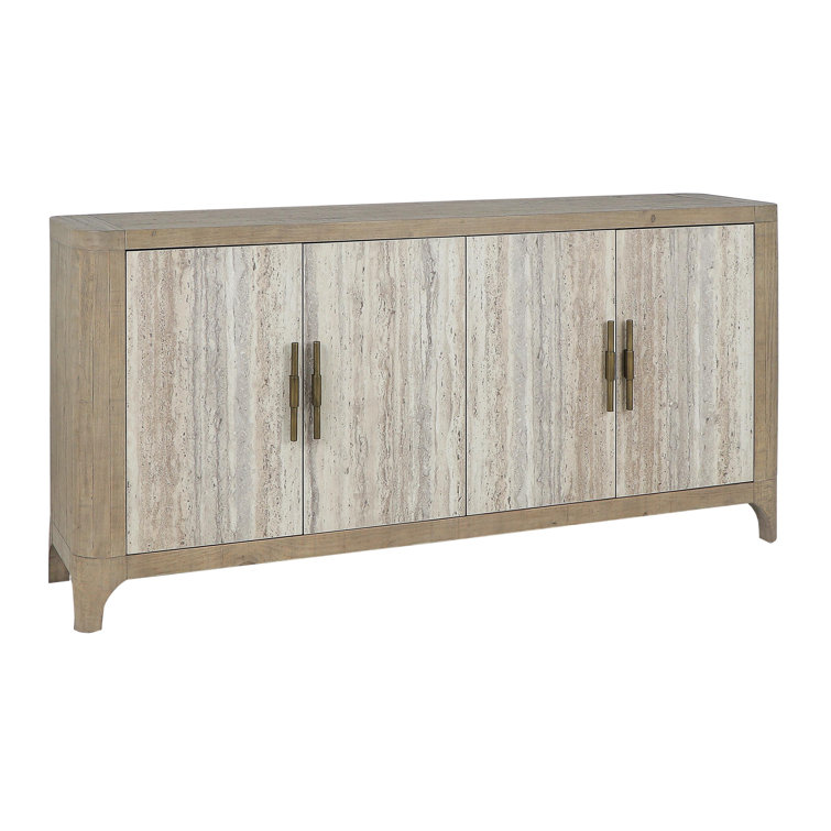 72" Brown Reclaimed Wood and Concrete Sideboard Buffet