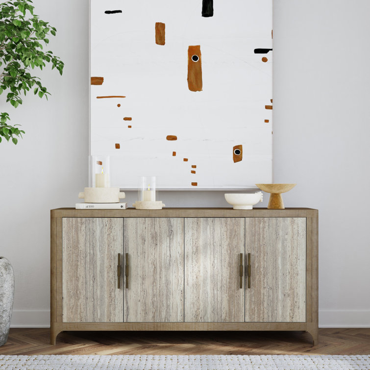 72" Brown Reclaimed Wood and Concrete Sideboard Buffet