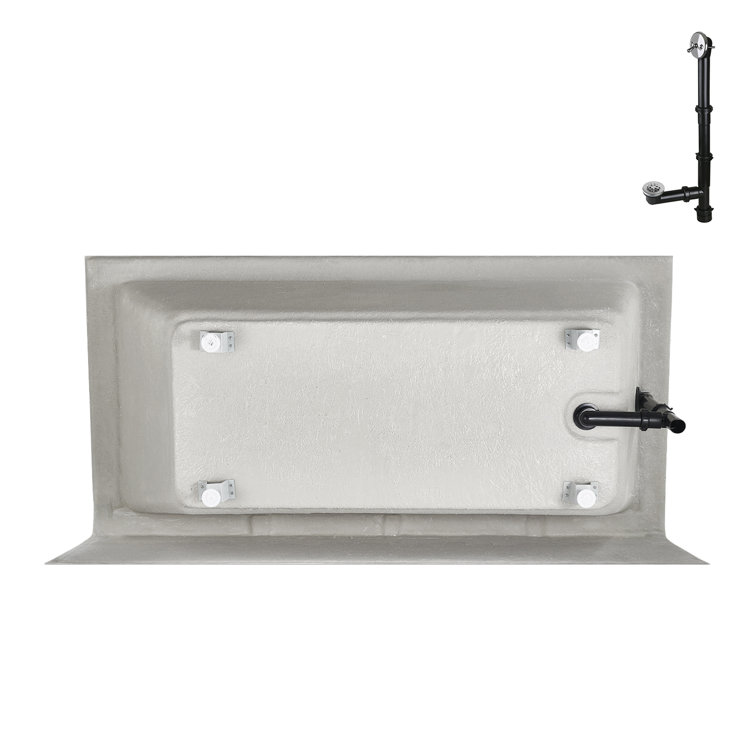60-Inch Glossy White Acrylic Rectangular Alcove Bathtub with Polished Chrome Drain