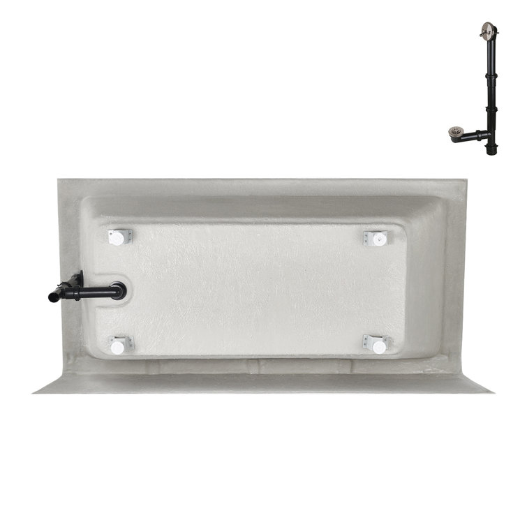 Glossy White Acrylic Right-Hand Drain Alcove Bathtub with Brushed Nickel Drain
