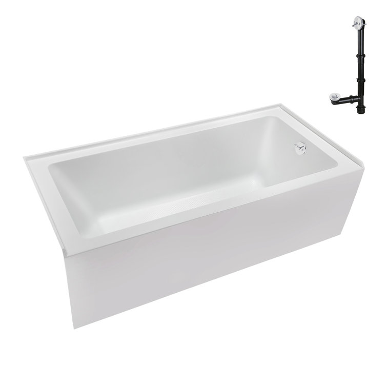 66-Inch Glossy White Acrylic Right-Hand Drain Alcove Bathtub