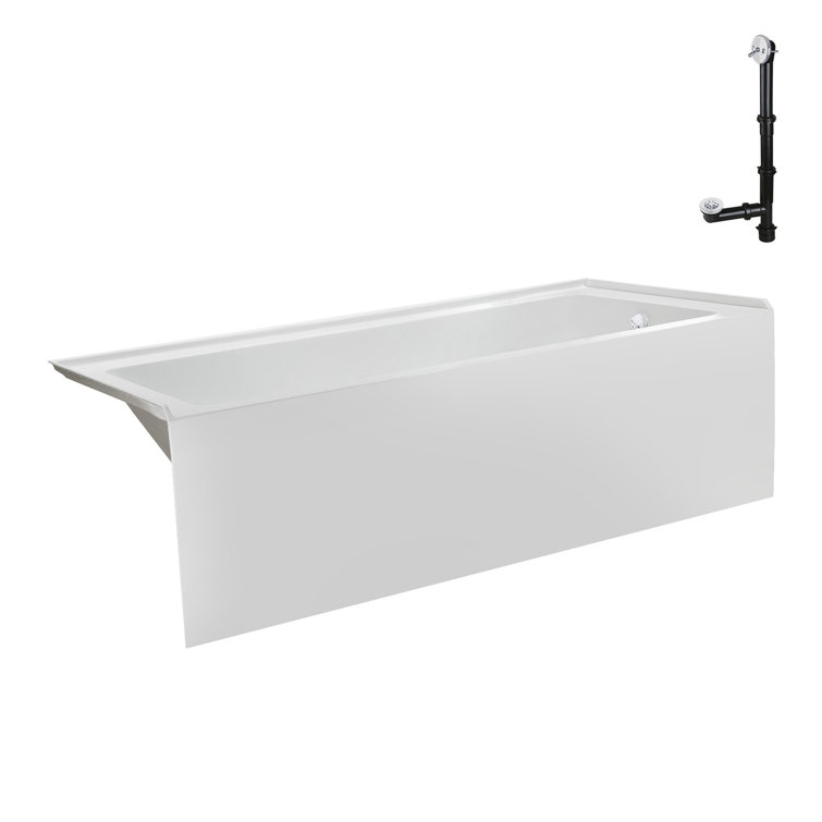 66-Inch Glossy White Acrylic Right-Hand Drain Alcove Bathtub