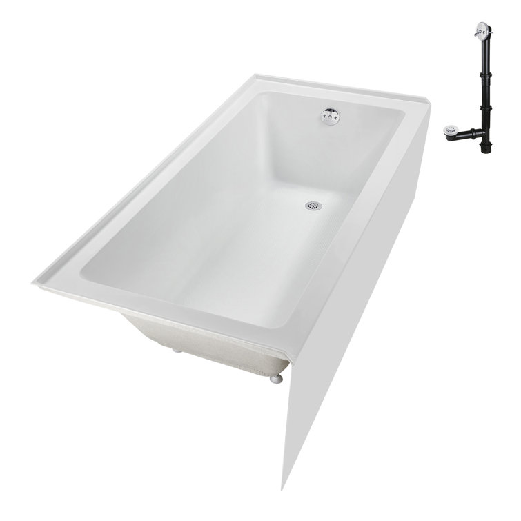 66-Inch Glossy White Acrylic Right-Hand Drain Alcove Bathtub