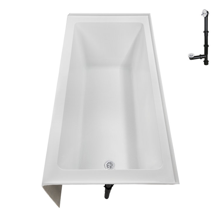 66-Inch Glossy White Acrylic Right-Hand Drain Alcove Bathtub