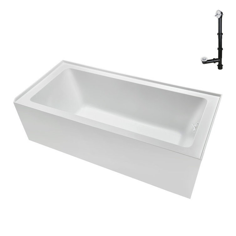 66-Inch Glossy White Acrylic Right-Hand Drain Alcove Bathtub