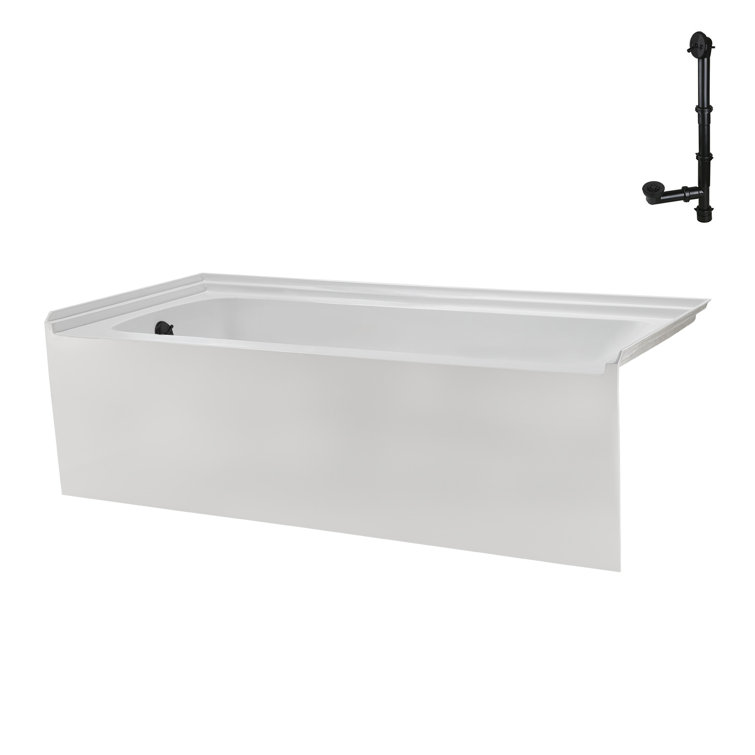 Glossy White Acrylic Alcove Bathtub with Matte Black Trim
